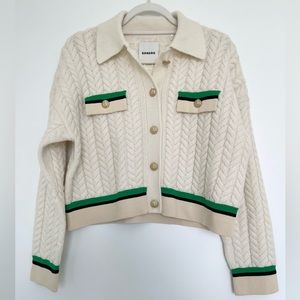 Sandro Idriss Cable-knit Wool Cardigan in White Ecru